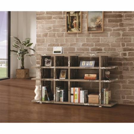 Bookcases Open Bookcase with Distressed Wood Finish